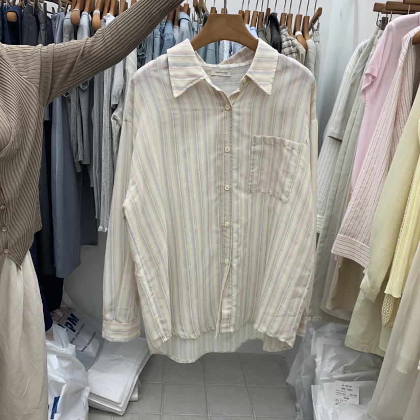 DRESS ROOM韓國代購女士新款人氣26春夏推薦襯衫蕾絲衫條紋DRESS ROOM襯衫/蕾絲衫圖色3