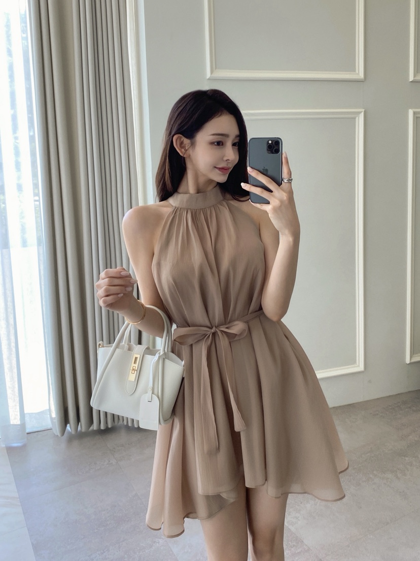 CLOTH韓國東大門代購女裝新品26春夏休閑人氣連衣裙含腰繩CLOTH連衣裙