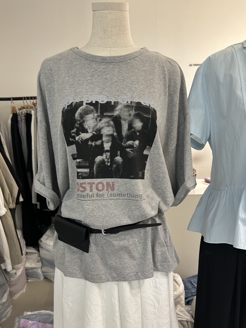 AS THOUGHT韓國東大門代購女裝新品休閑熱賣推薦T恤印花AS THOUGHTT恤圖色4