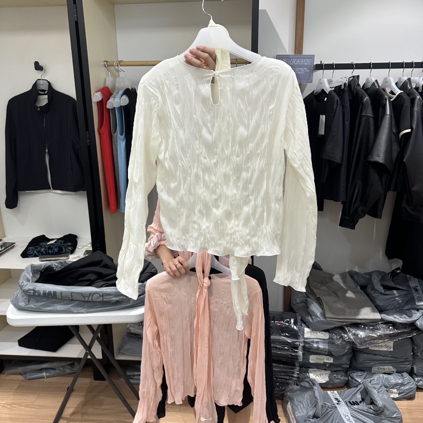 MUYBIEN韓國東大門代購女士新品人氣休閑襯衫蕾絲衫含脖帶MUYBIEN襯衫/蕾絲衫