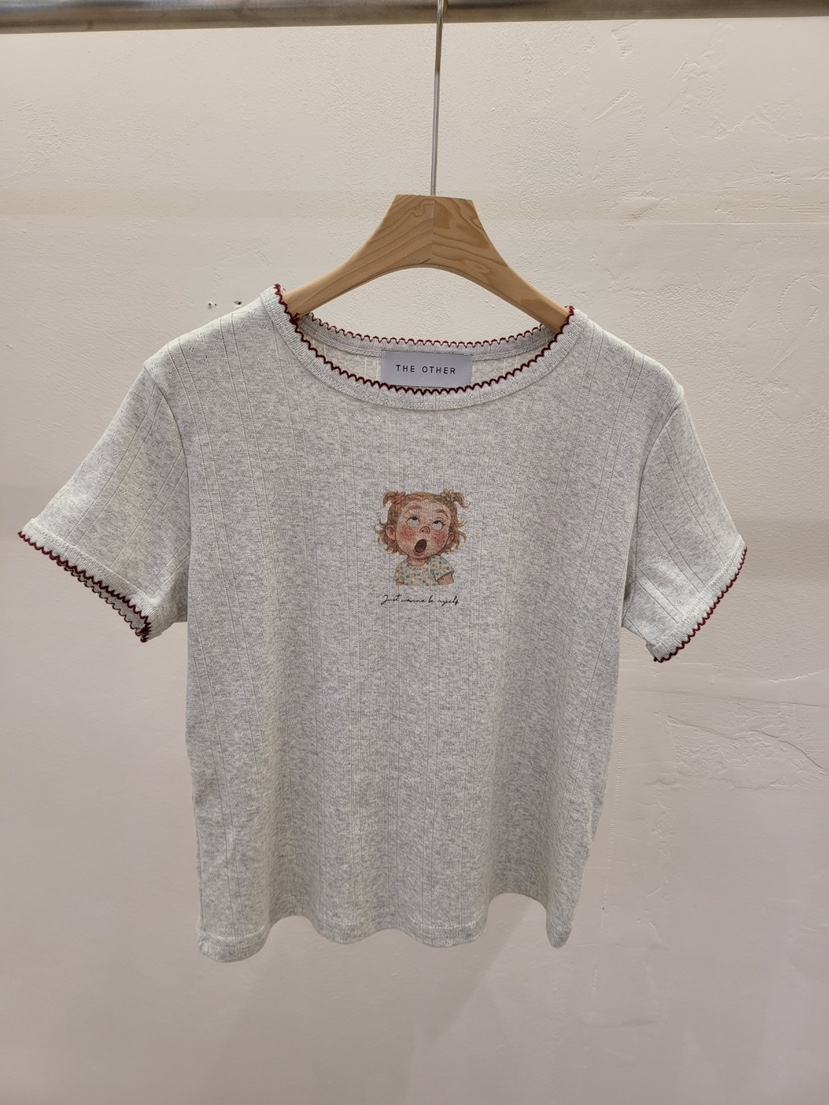 THE OTHER韓國東大門代購女士新品人氣26春夏休閑T恤羅紋THE OTHERT恤圖色1