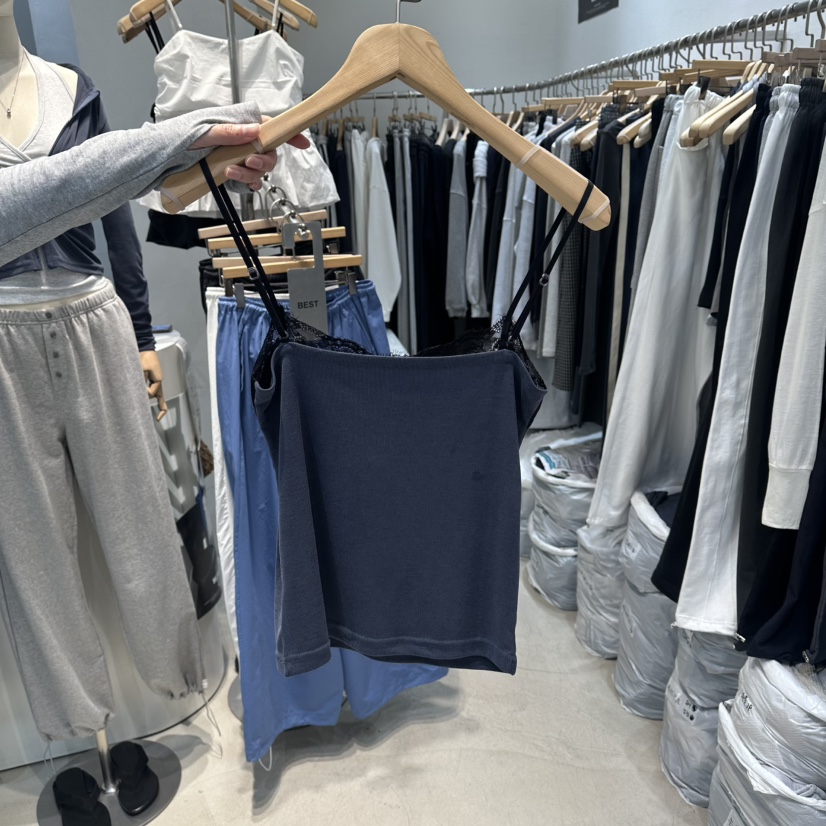 W.FATAL韓國代購女士新品休閑26春夏推薦吊帶背心蕾絲羅紋W.FATAL吊帶/背心