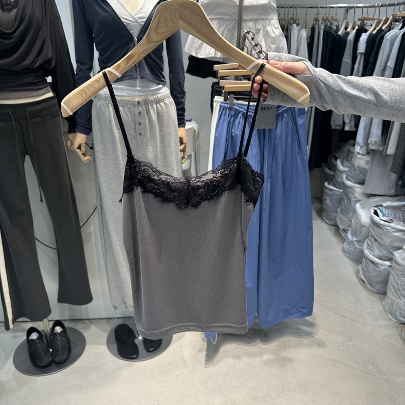 W.FATAL韓國代購女士新品休閑26春夏推薦吊帶背心蕾絲羅紋W.FATAL吊帶/背心圖色2