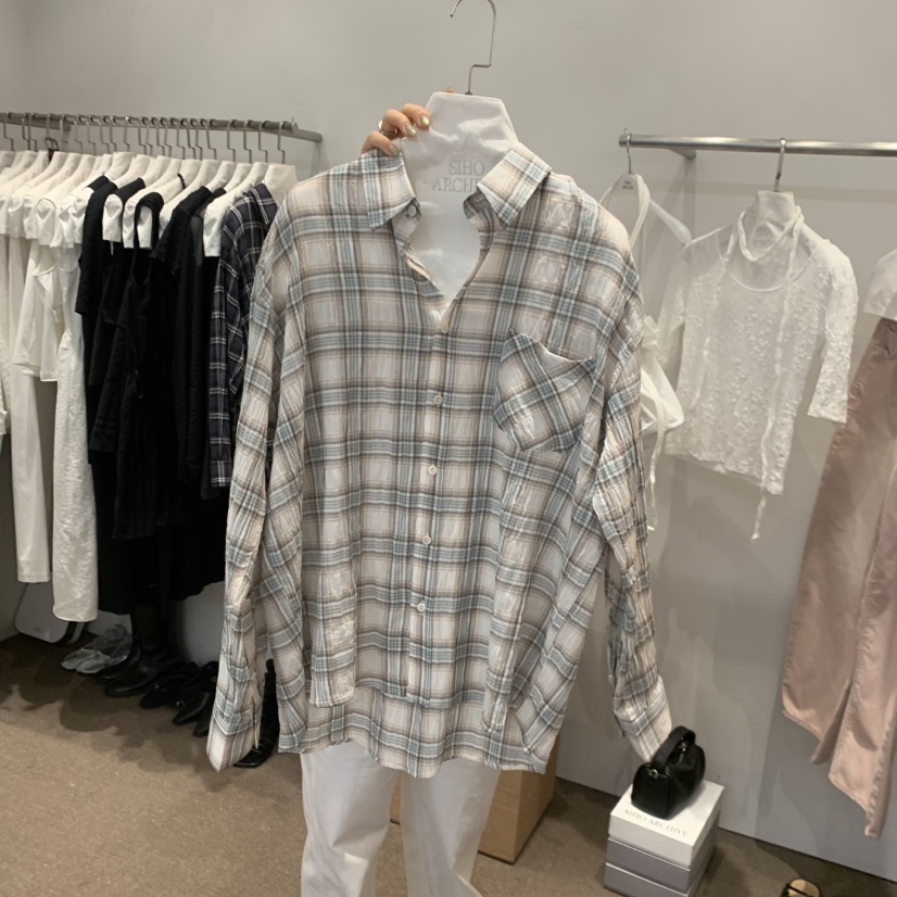 SIHO ARCHIVE韓國直郵女士新款推薦人氣職業襯衫蕾絲衫格紋SIHO ARCHIVE襯衫/蕾絲衫圖色2