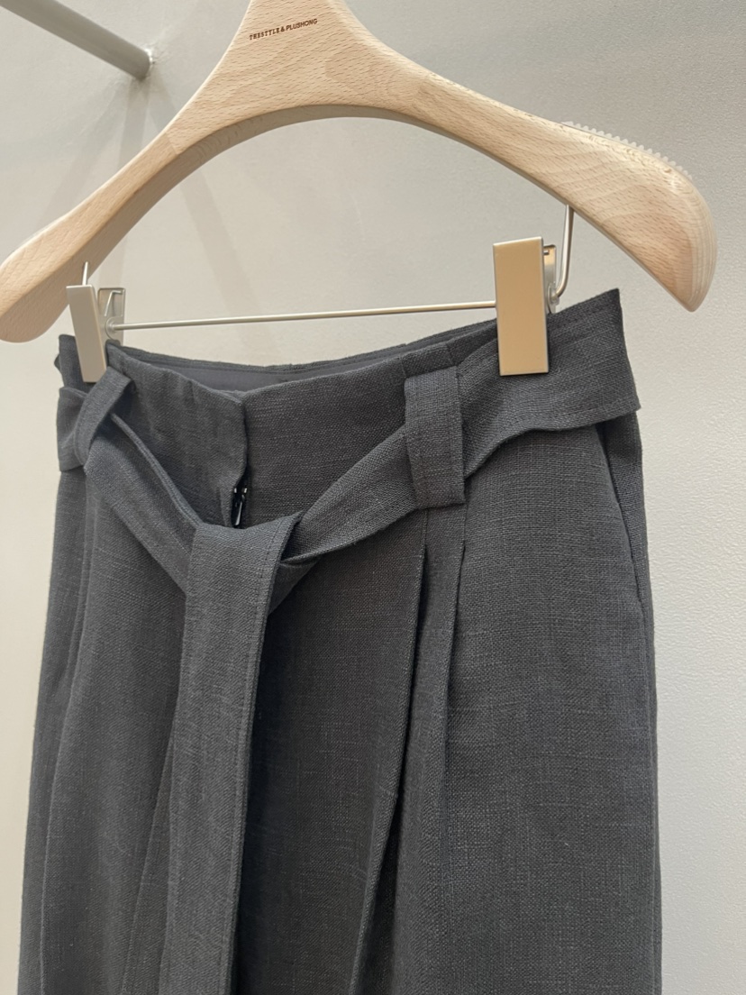 PLUS HONG-P韓國直郵實拍女裝新品人氣休閑褲含腰帶亞麻LORA FAMILY/PLUS HONG休閑褲