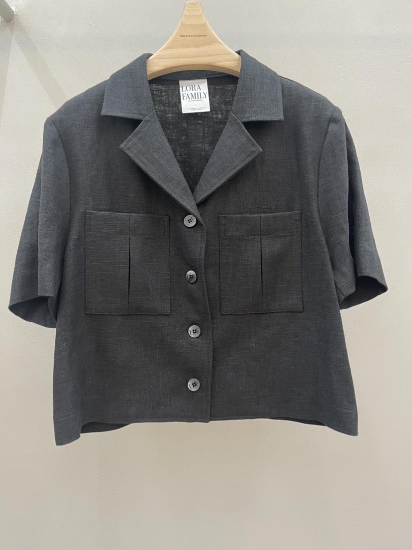 PLUS HONG-P韓國東大門代購女士新品人氣職業夾克口袋亞麻LORA FAMILY/PLUS HONG夾克