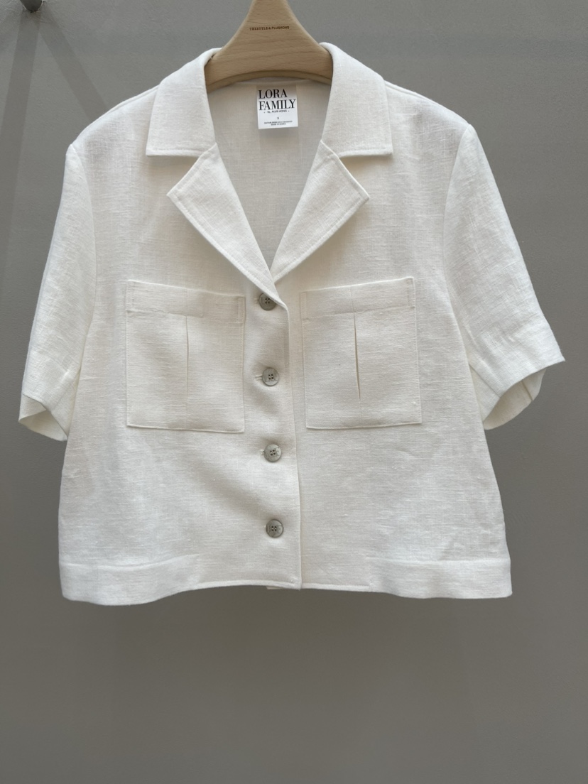 PLUS HONG-P韓國東大門代購女士新品人氣職業夾克口袋亞麻LORA FAMILY/PLUS HONG夾克