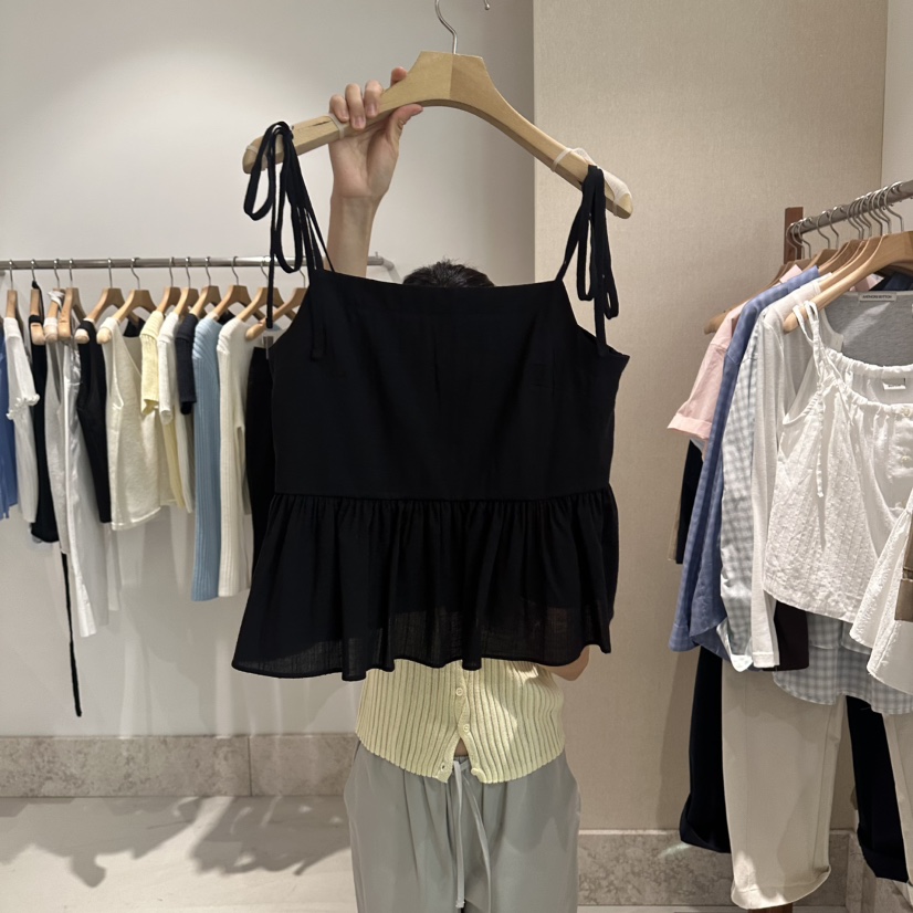 ANDMORE BUTTON韓國代購女士新品時尚休閑熱賣吊帶背心褶皺ANDMORE BUTTON吊帶/背心圖色2