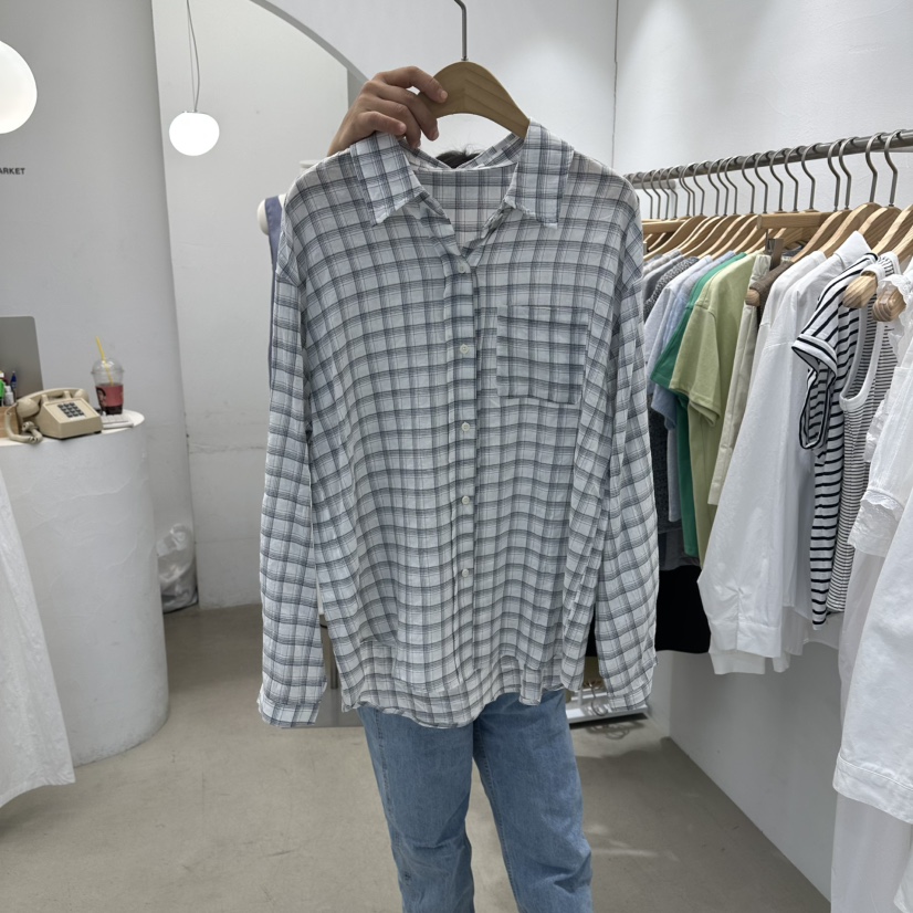 GOLDEN MARKET韓國東大門直郵女裝新款推薦襯衫蕾絲衫格子GOLDEN MARKET襯衫/蕾絲衫圖色1