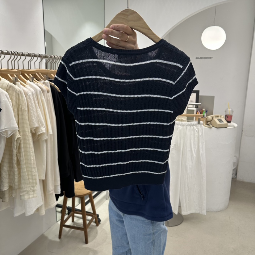 GOLDEN MARKET韓國代購女裝新款時尚休閑人氣針織衫條紋GOLDEN MARKET針織衫