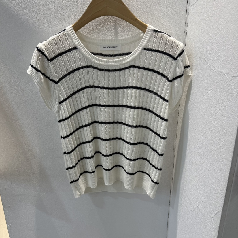 GOLDEN MARKET韓國代購女裝新款時尚休閑人氣針織衫條紋GOLDEN MARKET針織衫圖色1