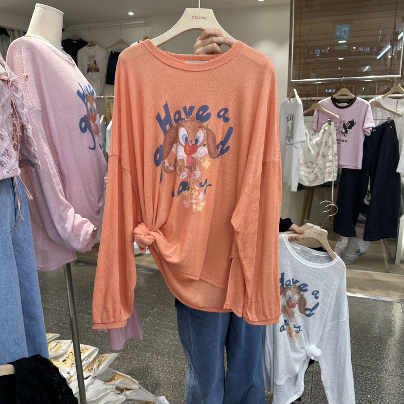 DELLING韓國直郵女士新款推薦職業時尚26春夏人氣長袖T恤DELLING長袖T恤圖色2