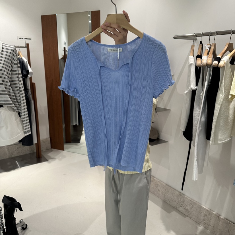 ANDMORE BUTTON韓國東大門代購女士新款時尚針織衫絲帶亞麻ANDMORE BUTTON針織衫圖色2