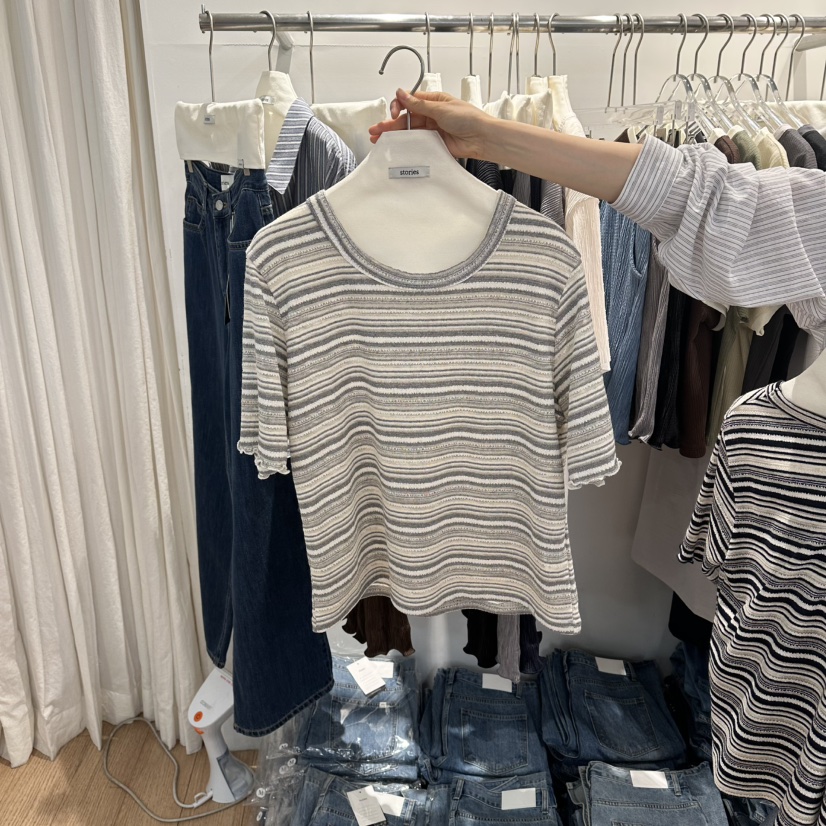 STORIES韓國東大門直郵女士新品26春夏時尚休閑熱賣職業T恤STORIEST恤圖色2