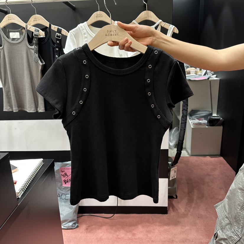 DAILY MOMENT韓國代購女士新品職業時尚休閑熱賣T恤孔眼DAILY MOMENTT恤圖色3