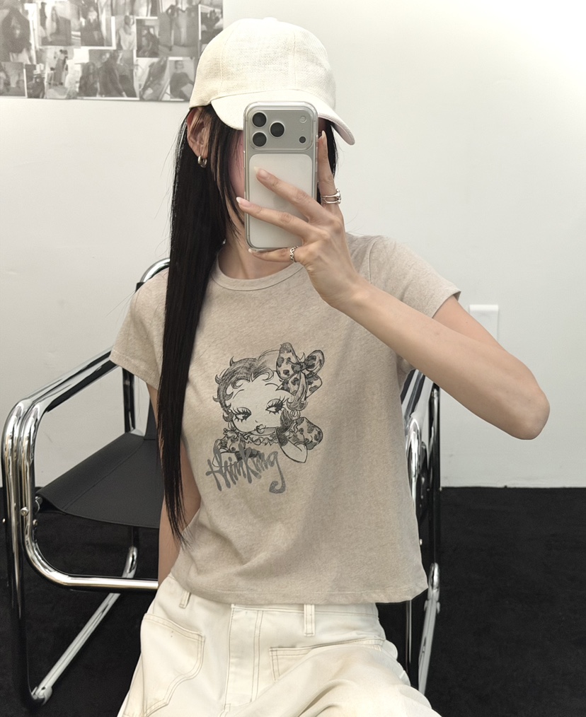 VISUAL SPACE/PAGE92/FLEISCHER韓國直郵女士新品推薦T恤豹紋絲帶VISUAL SPACE/PAGE92/FLEISCHERT恤