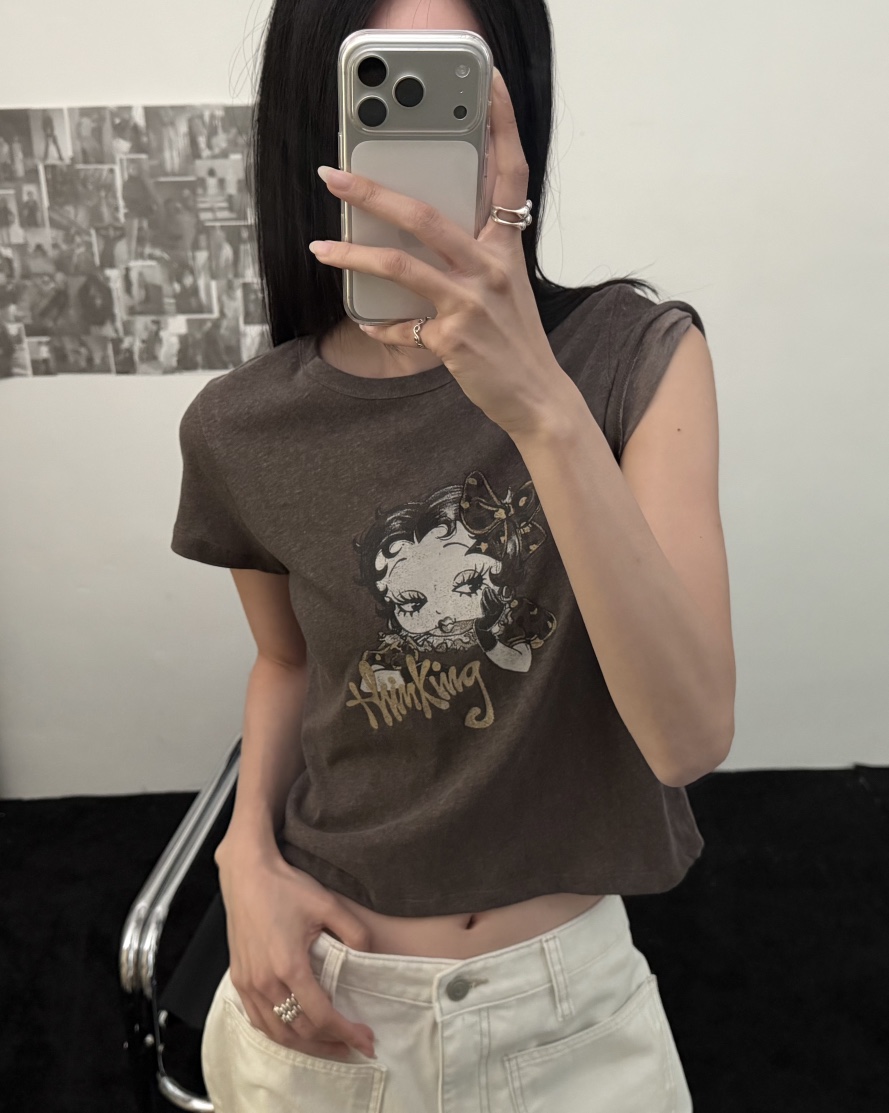 VISUAL SPACE/PAGE92/FLEISCHER韓國直郵女士新品推薦T恤豹紋絲帶VISUAL SPACE/PAGE92/FLEISCHERT恤