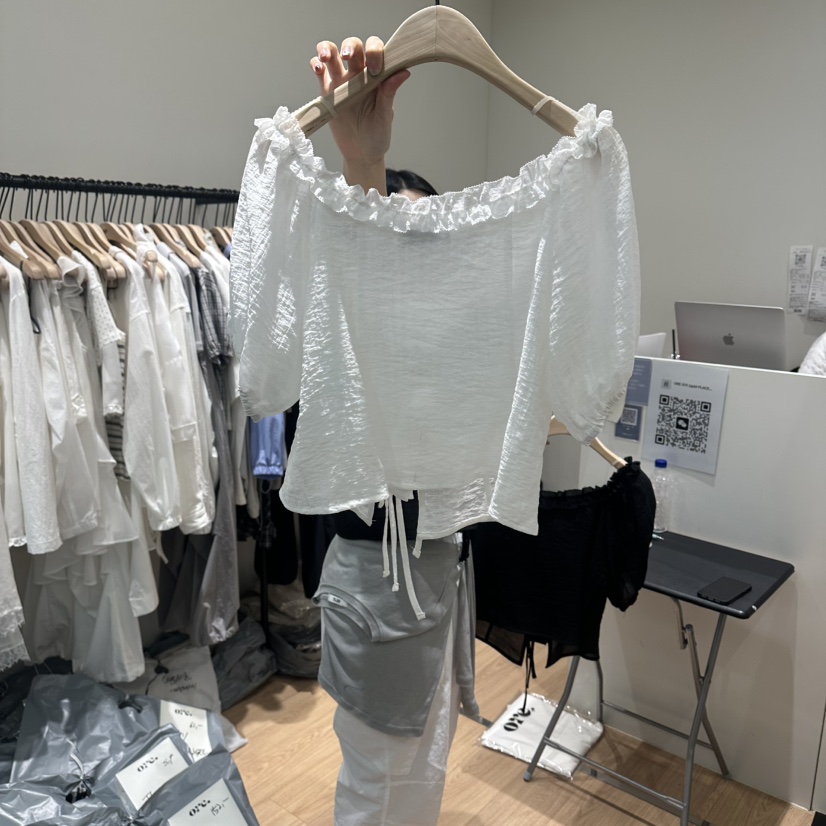 ORE-P韓國直郵實拍女士新款職業26春夏人氣休閑襯衫蕾絲衫ORE襯衫/蕾絲衫