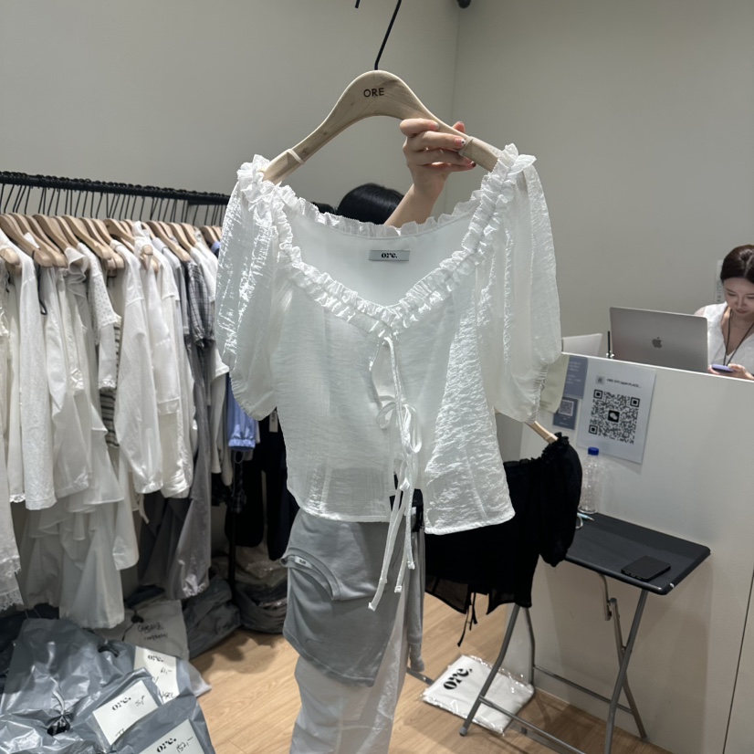 ORE-P韓國直郵實拍女士新款職業26春夏人氣休閑襯衫蕾絲衫ORE襯衫/蕾絲衫圖色1