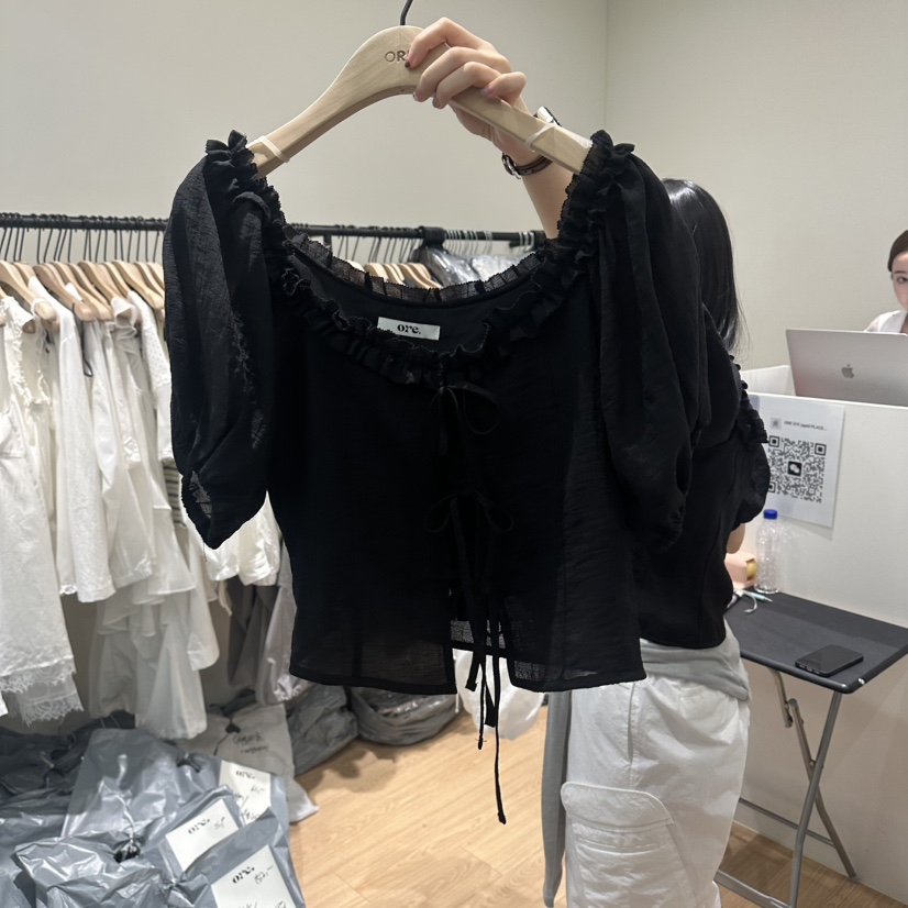 ORE-P韓國直郵實拍女士新款職業26春夏人氣休閑襯衫蕾絲衫ORE襯衫/蕾絲衫圖色2