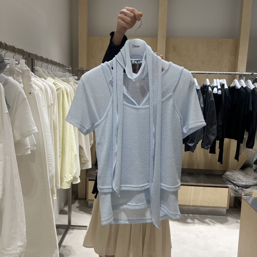 DEUO韓國代購女裝新款職業人氣時尚26春夏套裝含飄帶亞麻布DEUO套裝圖色2