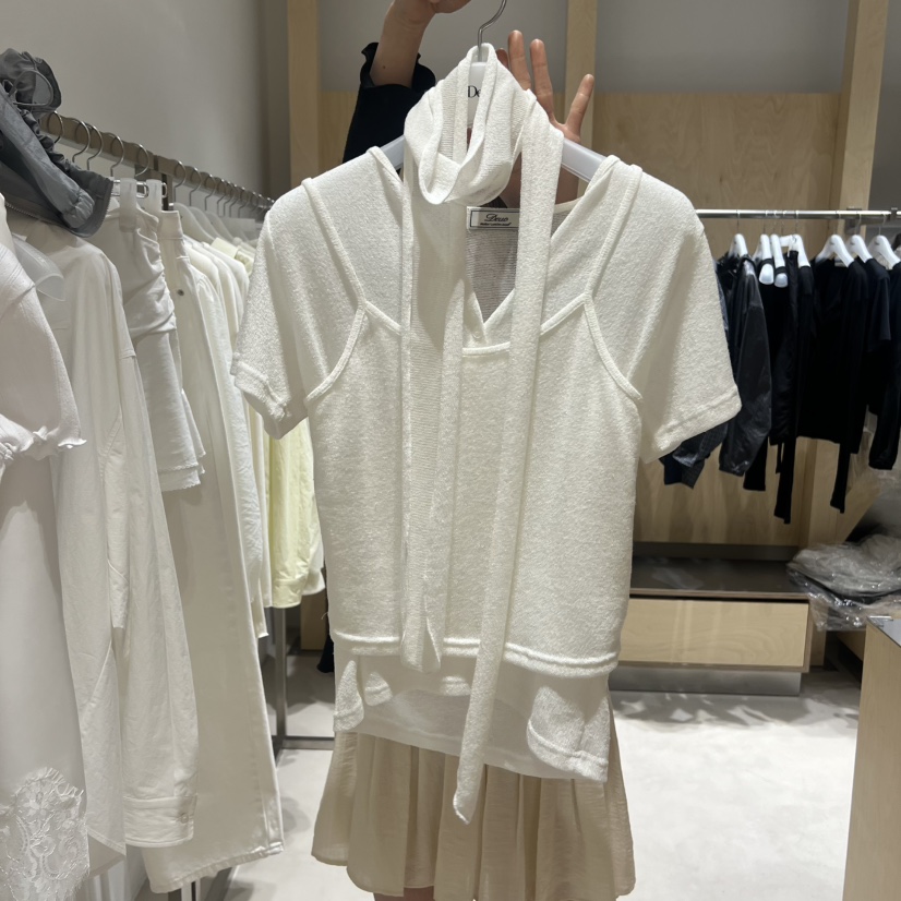 DEUO韓國代購女裝新款職業人氣時尚26春夏套裝含飄帶亞麻布DEUO套裝圖色3