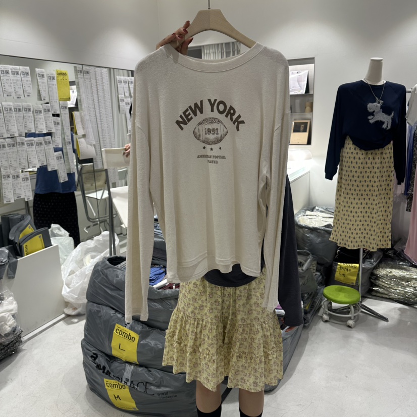 COMBO韓國東大門代購女士新品人氣職業26春夏時尚長袖T恤COM_BO長袖T恤圖色1