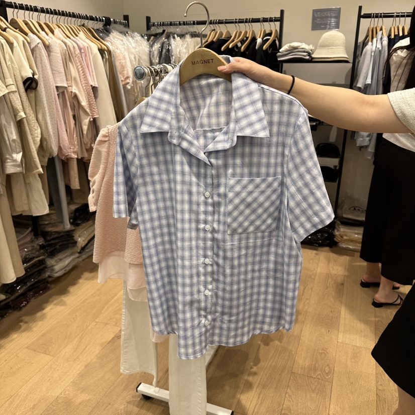 M.G.N韓國東大門直郵女裝新款推薦人氣26春夏襯衫蕾絲衫格子MAGNET襯衫/蕾絲衫圖色1