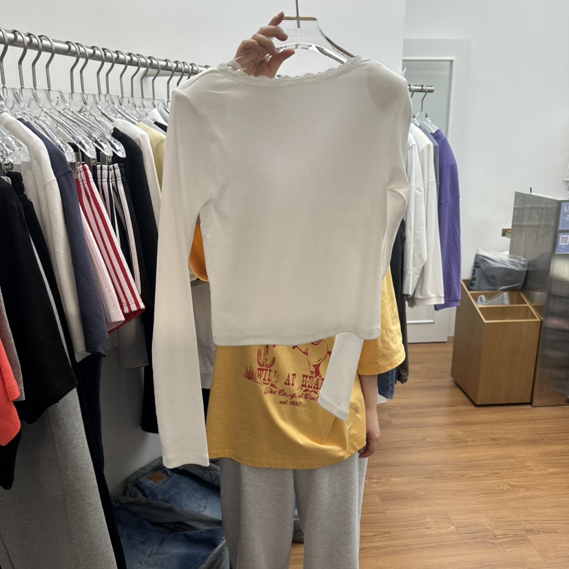 GABIZON韓國東大門直郵女裝新款時尚職業推薦長袖T恤羅紋GABIZON長袖T恤