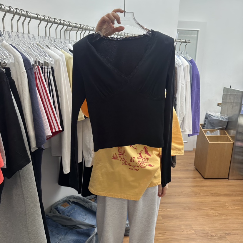 GABIZON韓國東大門直郵女裝新款時尚職業推薦長袖T恤羅紋GABIZON長袖T恤圖色2