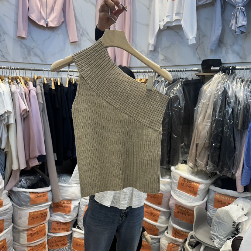 OLIVE TrEE韓國直郵女裝新品職業熱賣休閑針織衫不對稱羅紋OLIVE TrEE針織衫圖色2