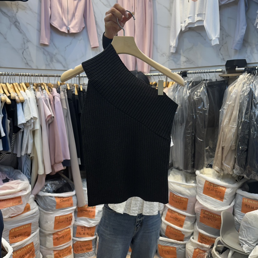 OLIVE TrEE韓國直郵女裝新品職業熱賣休閑針織衫不對稱羅紋OLIVE TrEE針織衫圖色3