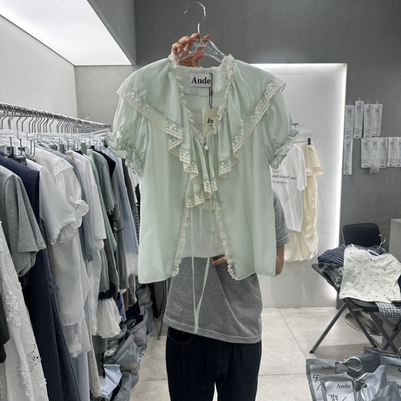 ANDE韓國直郵女士新品時尚推薦人氣26春夏職業襯衫蕾絲衫Ande襯衫/蕾絲衫圖色2