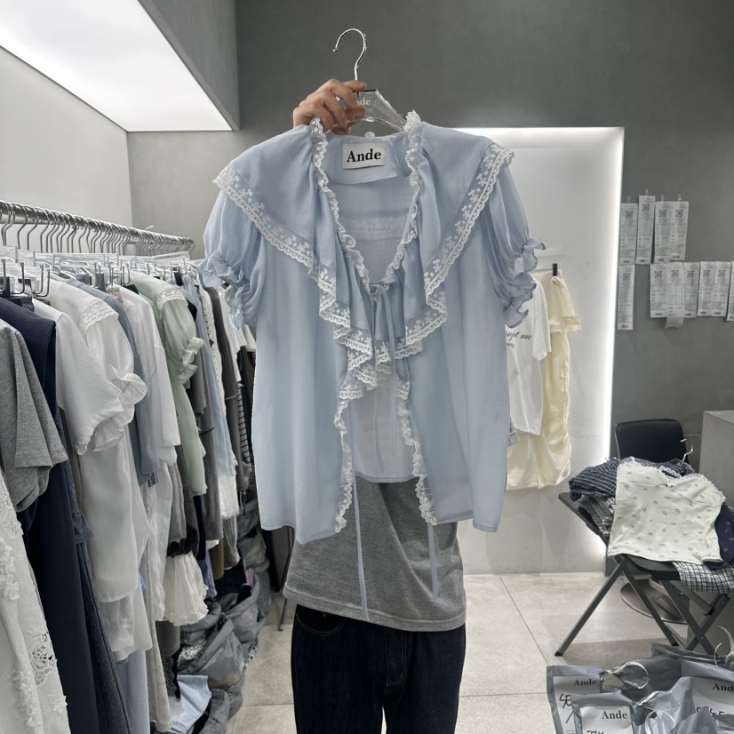 ANDE韓國直郵女士新品時尚推薦人氣26春夏職業襯衫蕾絲衫Ande襯衫/蕾絲衫圖色3