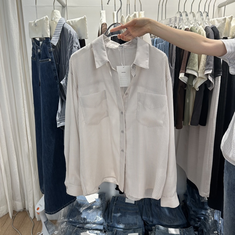 STORIES韓國東大門直郵女士新品職業推薦襯衫蕾絲衫口袋透明STORIES襯衫/蕾絲衫圖色1