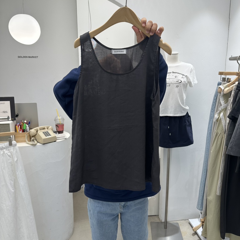 GOLDEN MARKET韓國東大門代購女裝新款時尚吊帶背心亞麻GOLDEN MARKET吊帶/背心圖色2