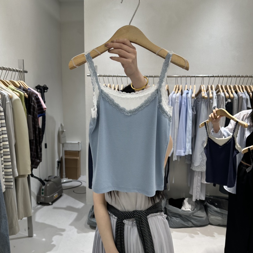 OVU韓國東大門代購女裝新品職業26春夏熱賣吊帶背心蕾絲雙層OVU吊帶/背心圖色2
