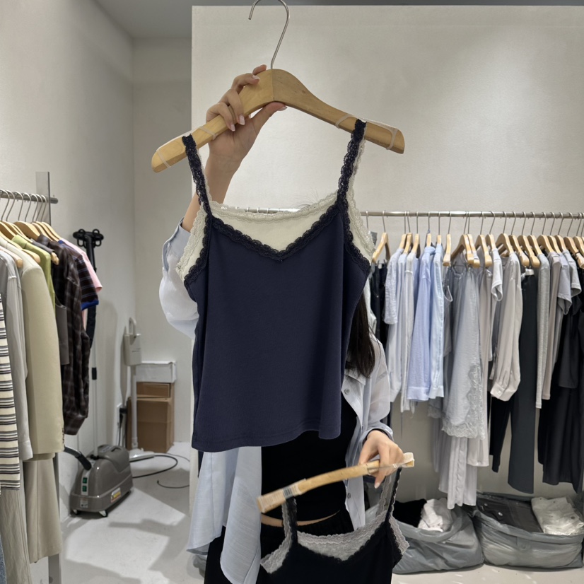 OVU韓國東大門代購女裝新品職業26春夏熱賣吊帶背心蕾絲雙層OVU吊帶/背心圖色3