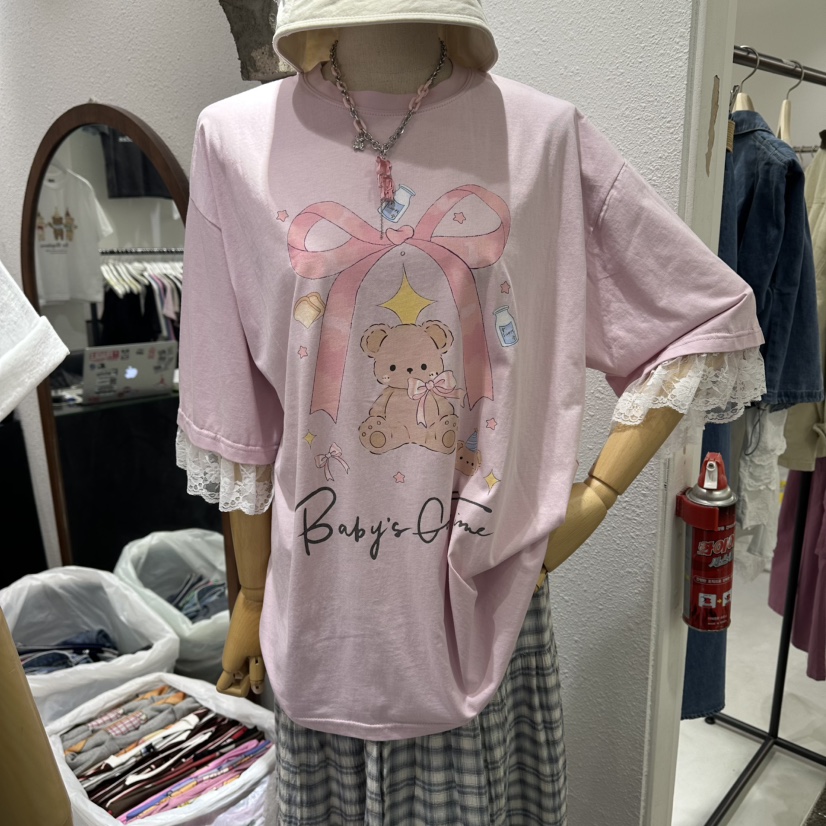 EVE韓國直郵實拍女士新款26春夏時尚推薦休閑熱賣T恤絲帶EVET恤圖色1