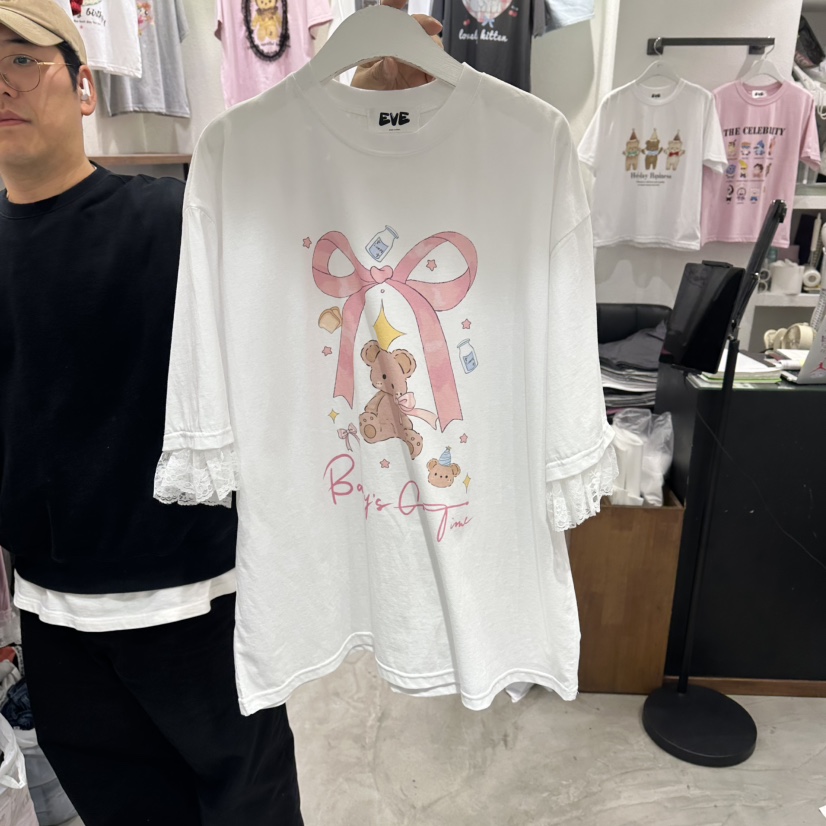 EVE韓國直郵實拍女士新款26春夏時尚推薦休閑熱賣T恤絲帶EVET恤圖色2