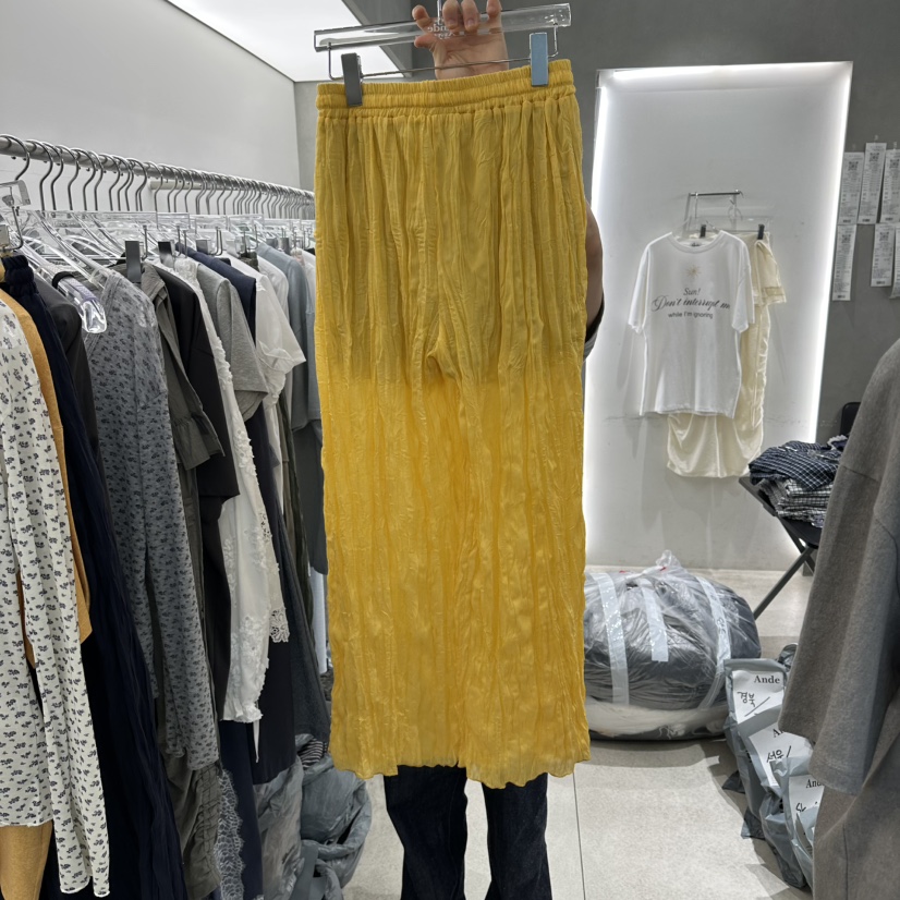 ANDE韓國代購女士新款26春夏人氣熱賣職業休閑褲褶皺紗布Ande休閑褲