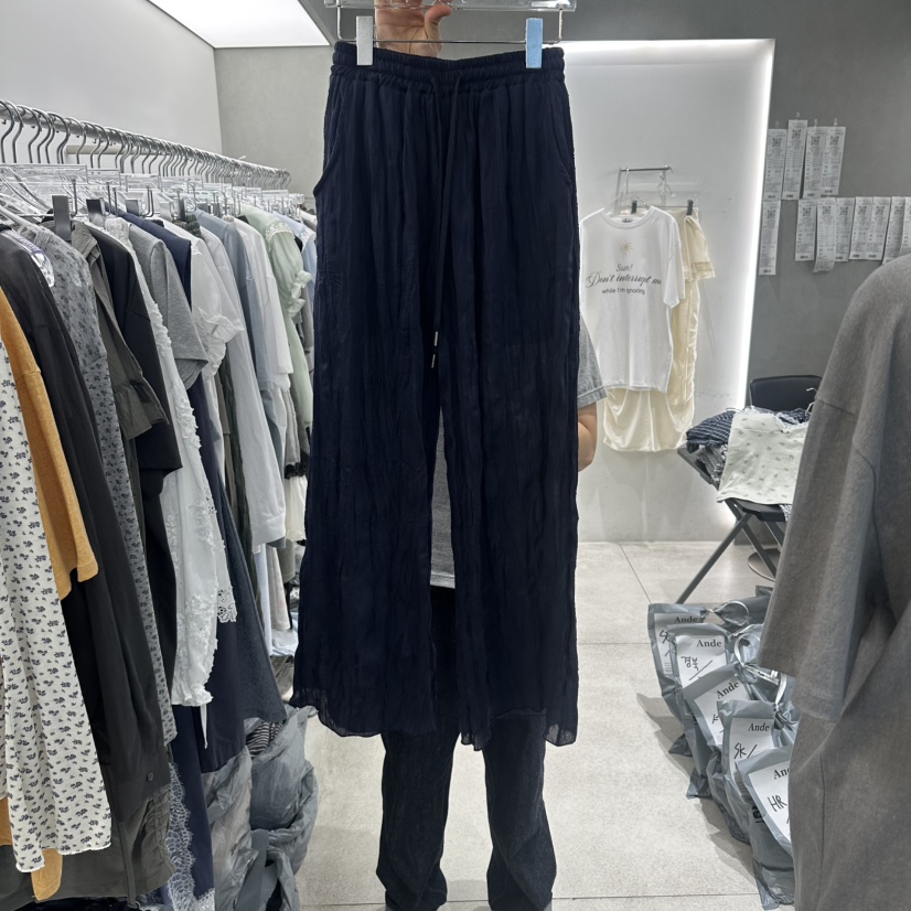 ANDE韓國代購女士新款26春夏人氣熱賣職業休閑褲褶皺紗布Ande休閑褲圖色2
