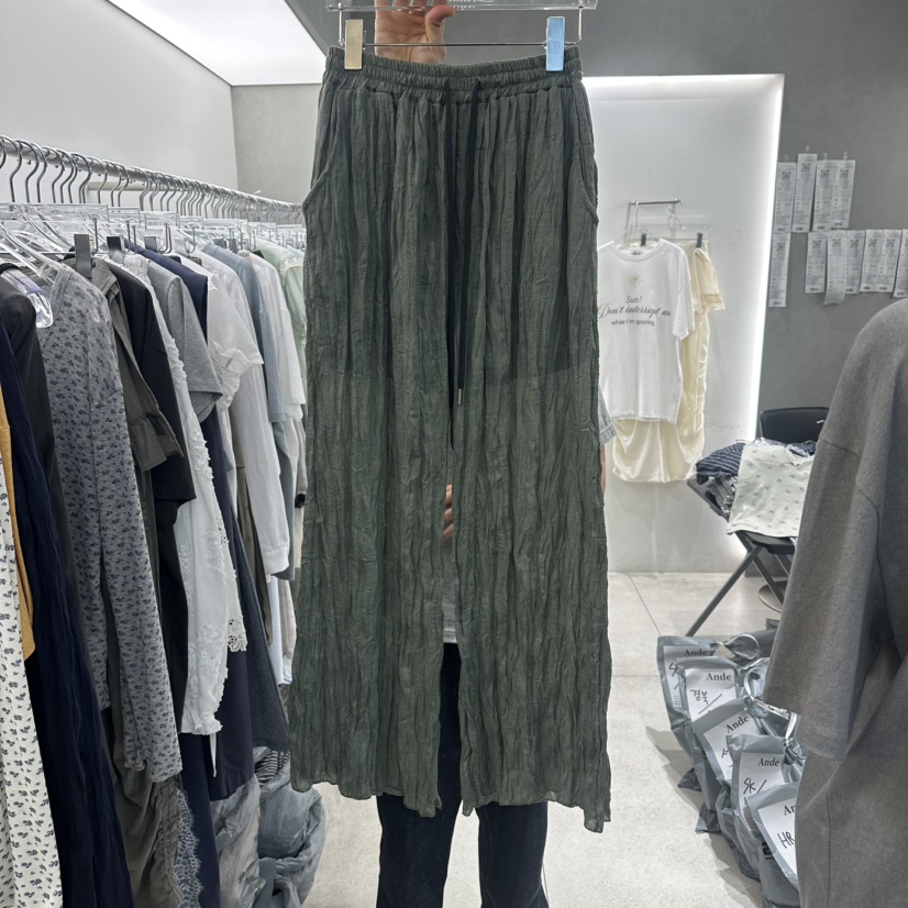 ANDE韓國代購女士新款26春夏人氣熱賣職業休閑褲褶皺紗布Ande休閑褲圖色3