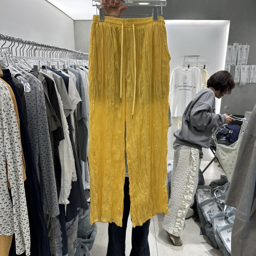 ANDE韓國代購女士新款26春夏人氣熱賣職業休閑褲褶皺紗布Ande休閑褲圖色4