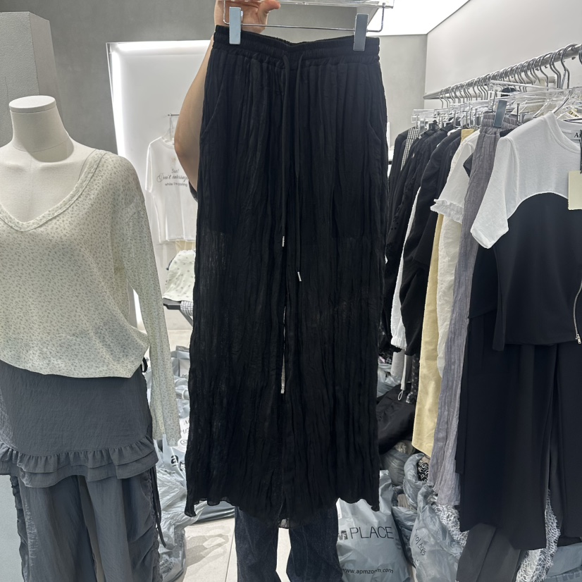 ANDE韓國代購女士新款26春夏人氣熱賣職業休閑褲褶皺紗布Ande休閑褲圖色5