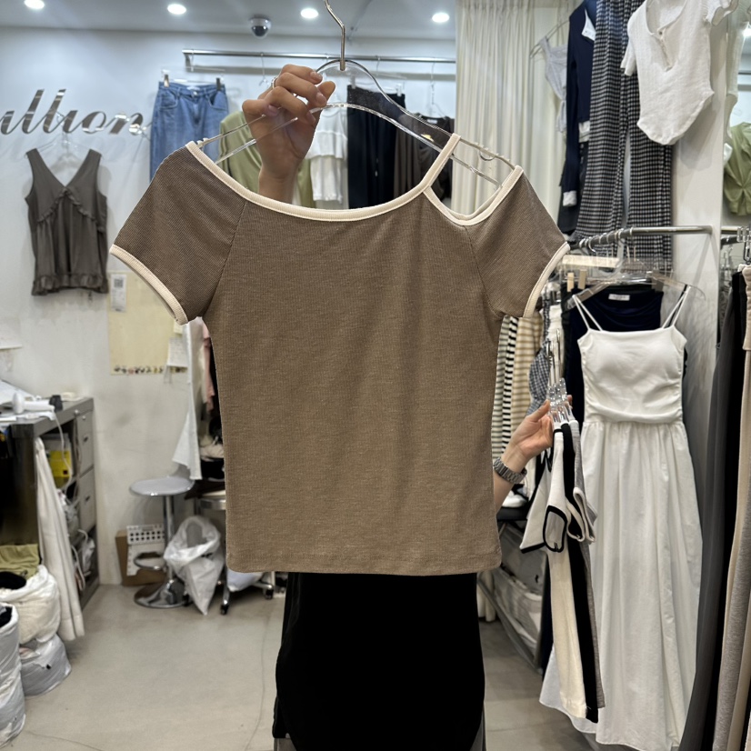 BILLION-L韓國東大門代購女士新品職業人氣時尚T恤不對稱BILLION-LT恤圖色1