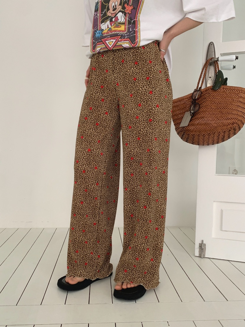 TOLL韓國東大門代購女裝新品26春夏時尚推薦休閑褲豹紋褶裥TOLL休閑褲