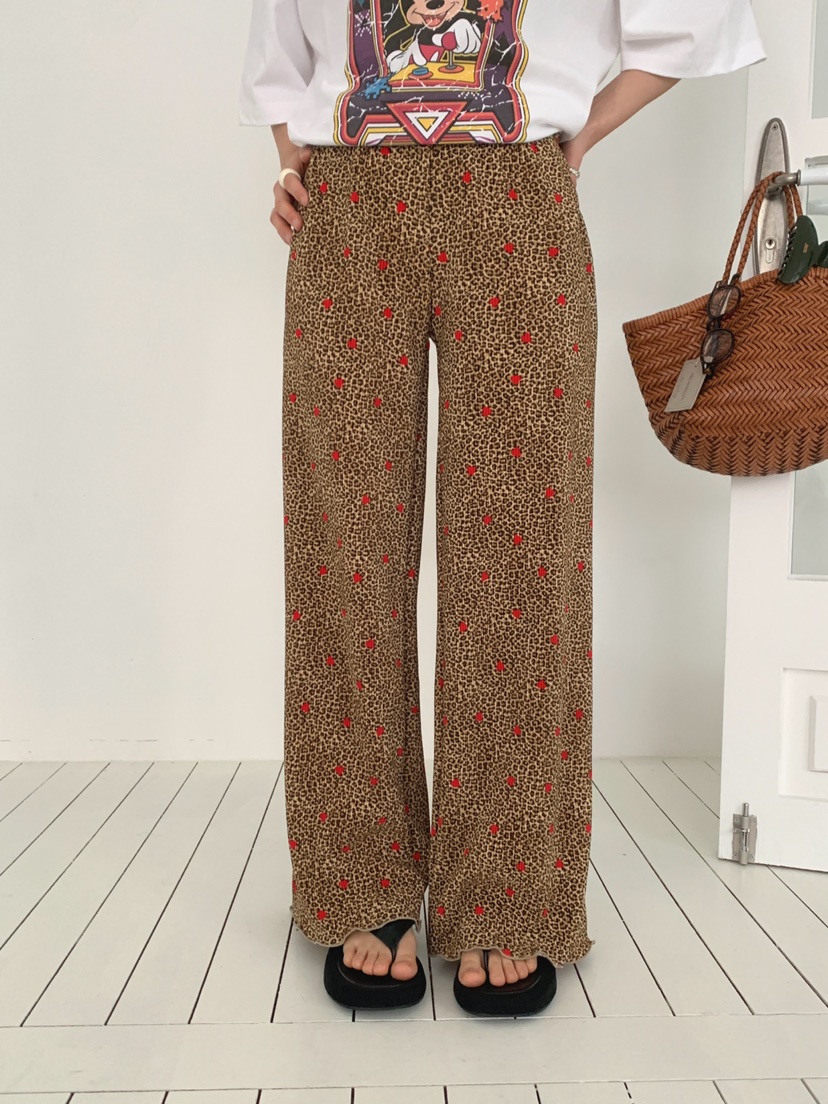 TOLL韓國東大門代購女裝新品26春夏時尚推薦休閑褲豹紋褶裥TOLL休閑褲