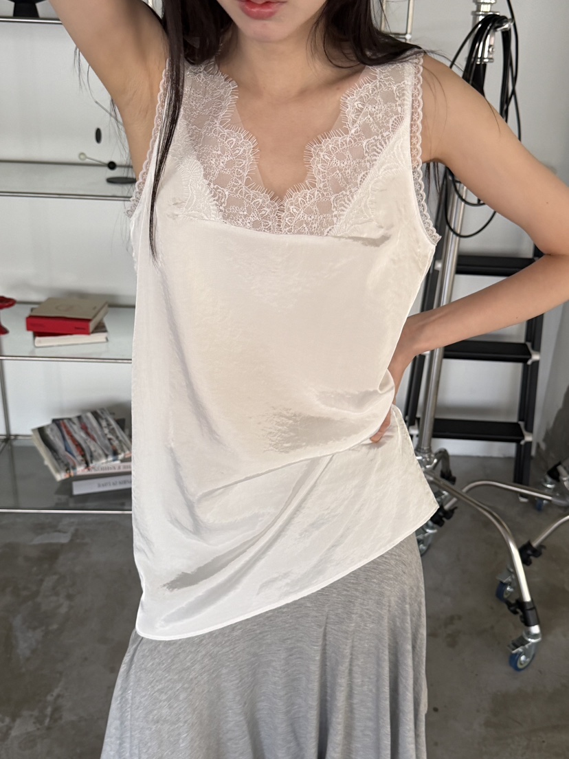 FOSET韓國東大門代購女士新品熱賣休閑職業吊帶背心蕾絲緞面FOSET吊帶/背心