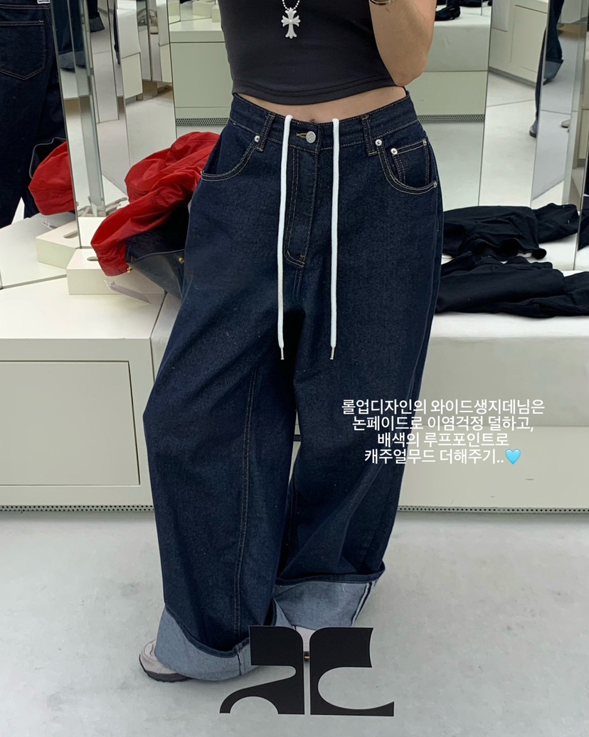 REVE CITE-L韓國東大門直郵女士新品熱賣推薦牛仔褲闊腿褲REVE CITE-L牛仔褲